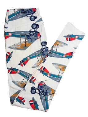 New LuLaRoe OS Sz 2-10 Vintage Military Airplane Leggings Patriotic Memorial Day